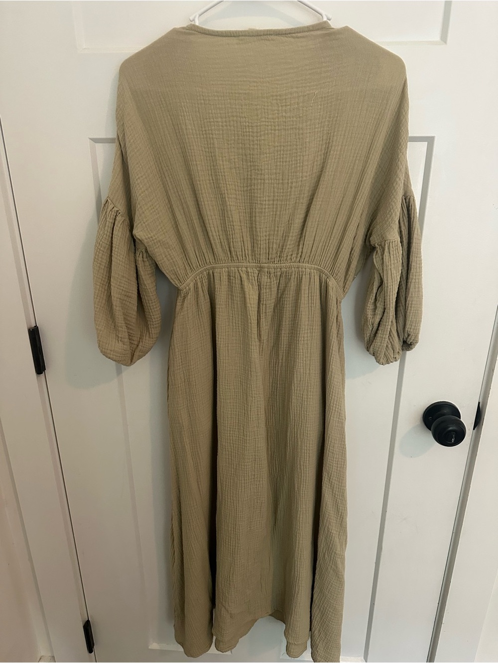 Worth Collective Gauze Tie-Front Midi Dress in Light Olive - Picture 5 of 6